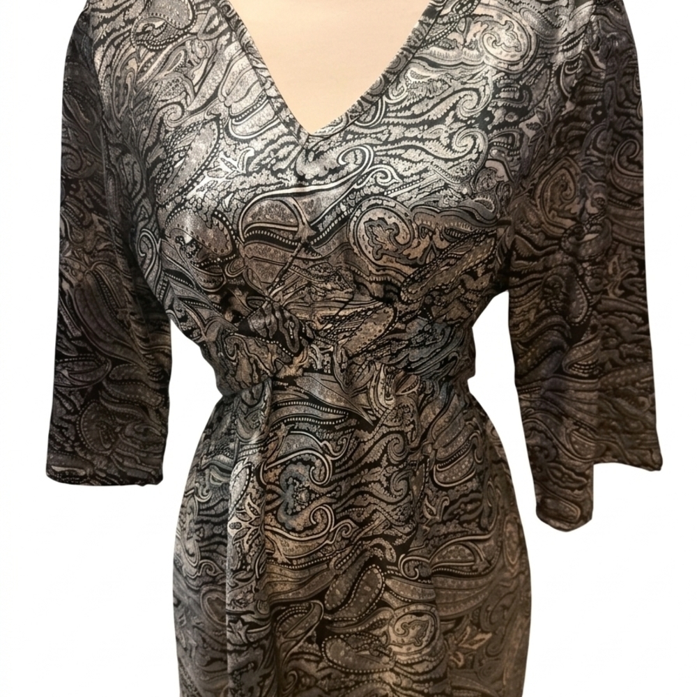 Thyme Maternity Sliver and Black Blouse or Short Dress